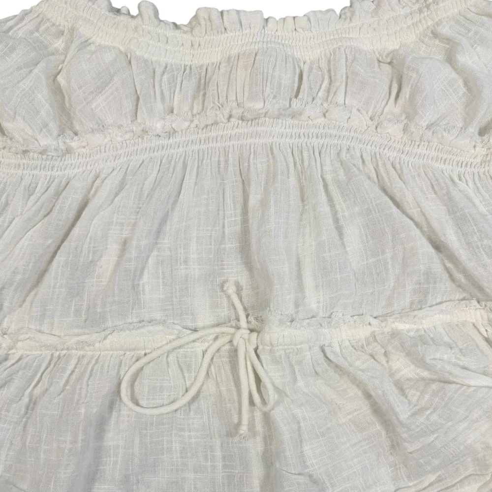 Free People‎ Peasant Top S Ivory Cotton Gauze Off Shoulder Bell Sleeve Boho